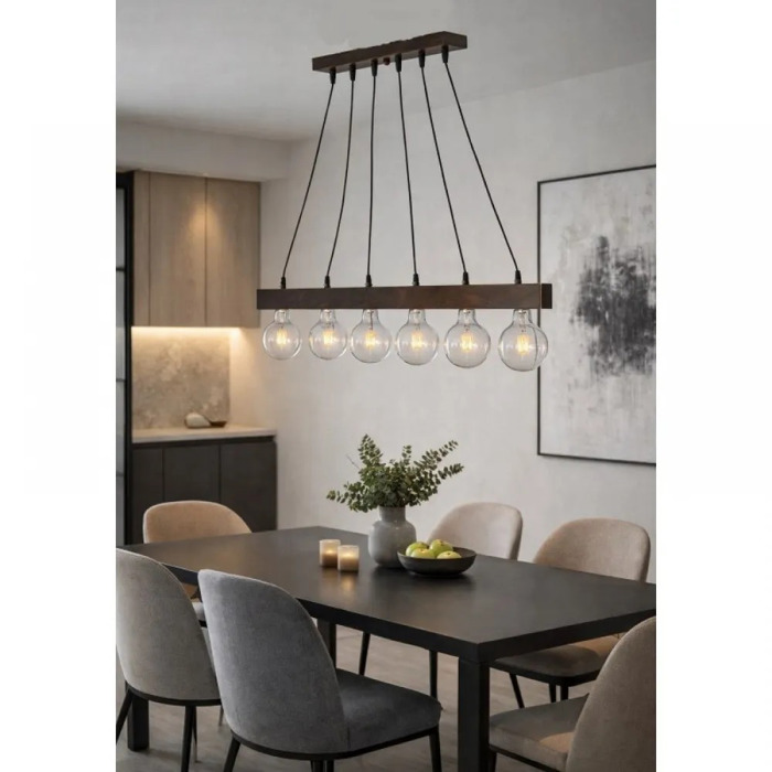 NG Lighting Kremasto Fotistiko Rag Xeiropoiito Metalliko Kafe/Skouria Exafoto E27 100x80cm 2027465